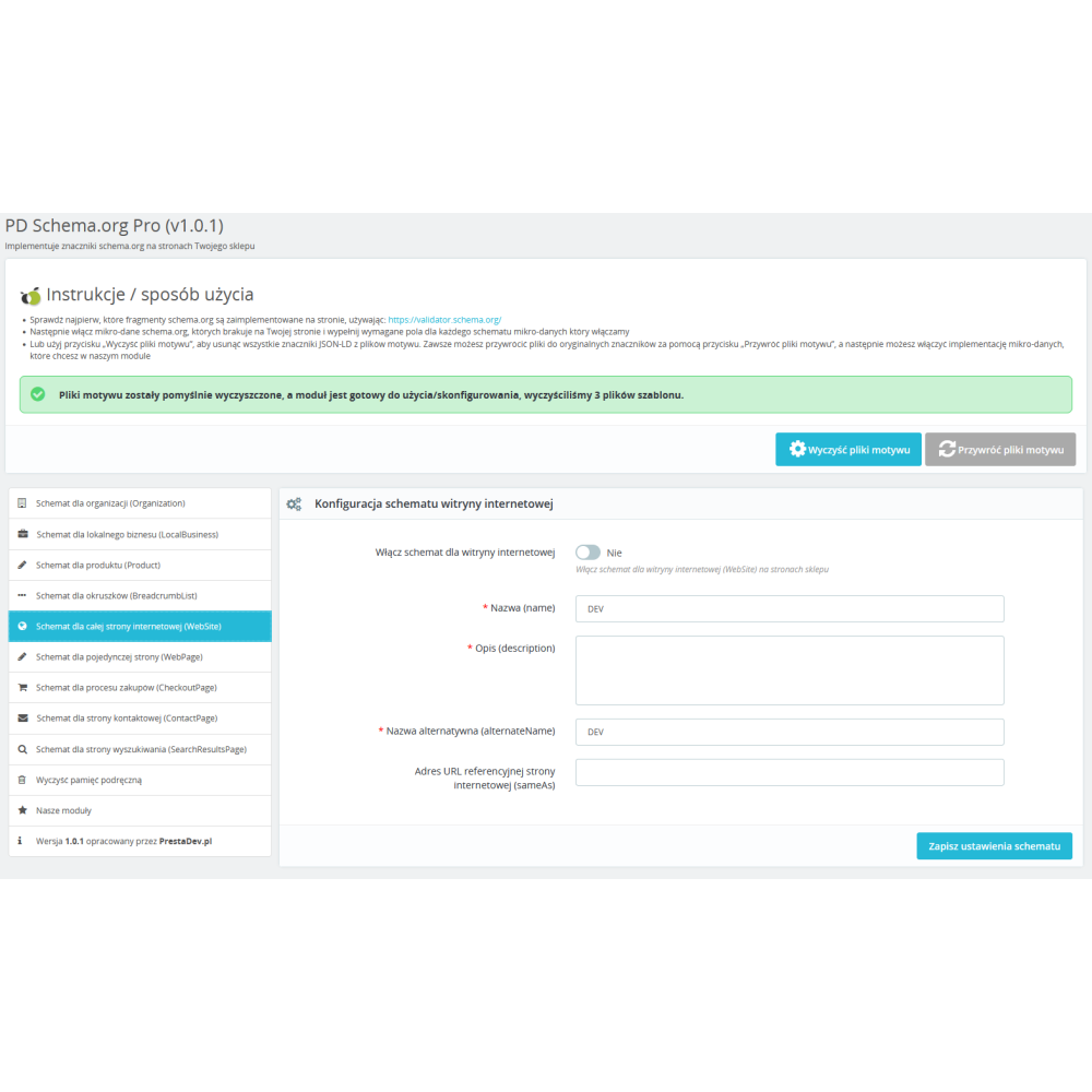 Dane strukturalne Schema.org (JSON-LD) Pro dla PrestaShop