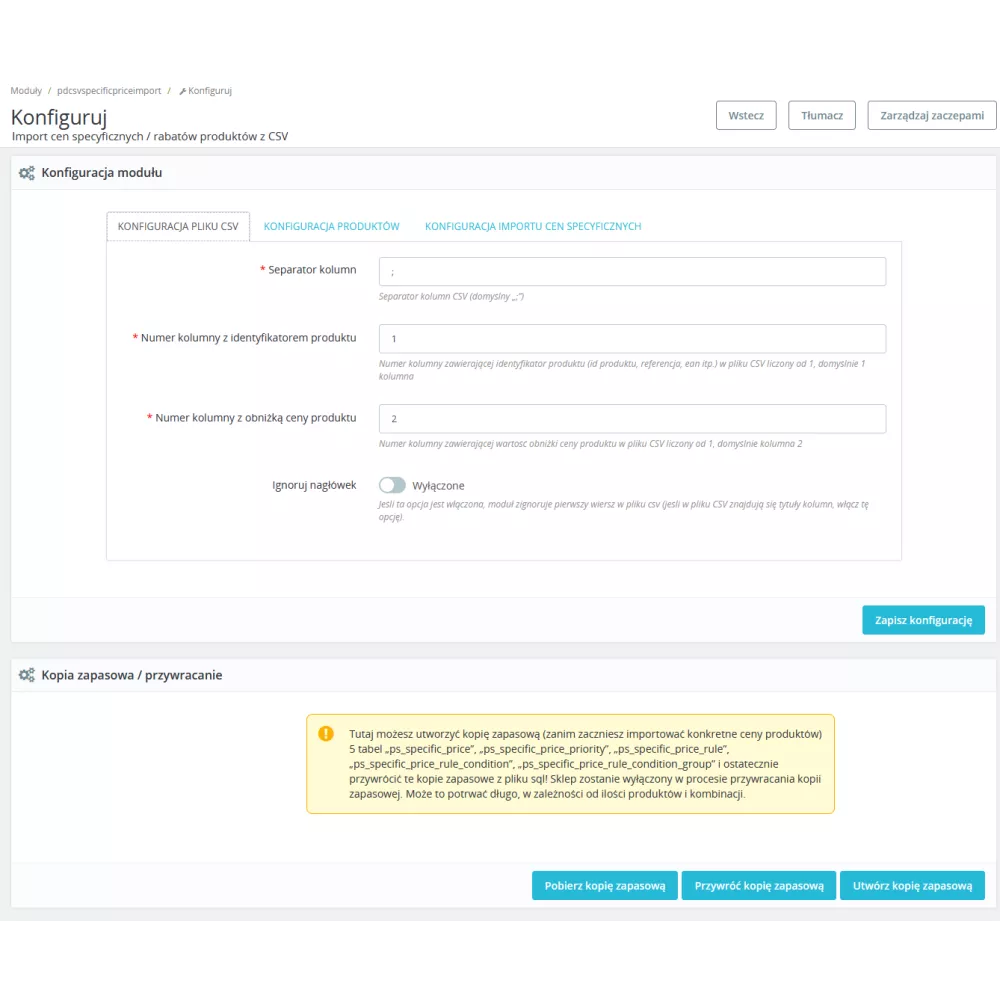 Import rabatów z CSV Pro moduł dla PrestaShop