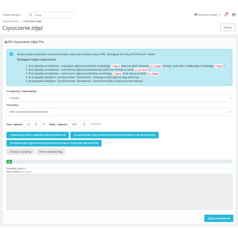 Bereinigung von Bildern in PrestaShop Modul