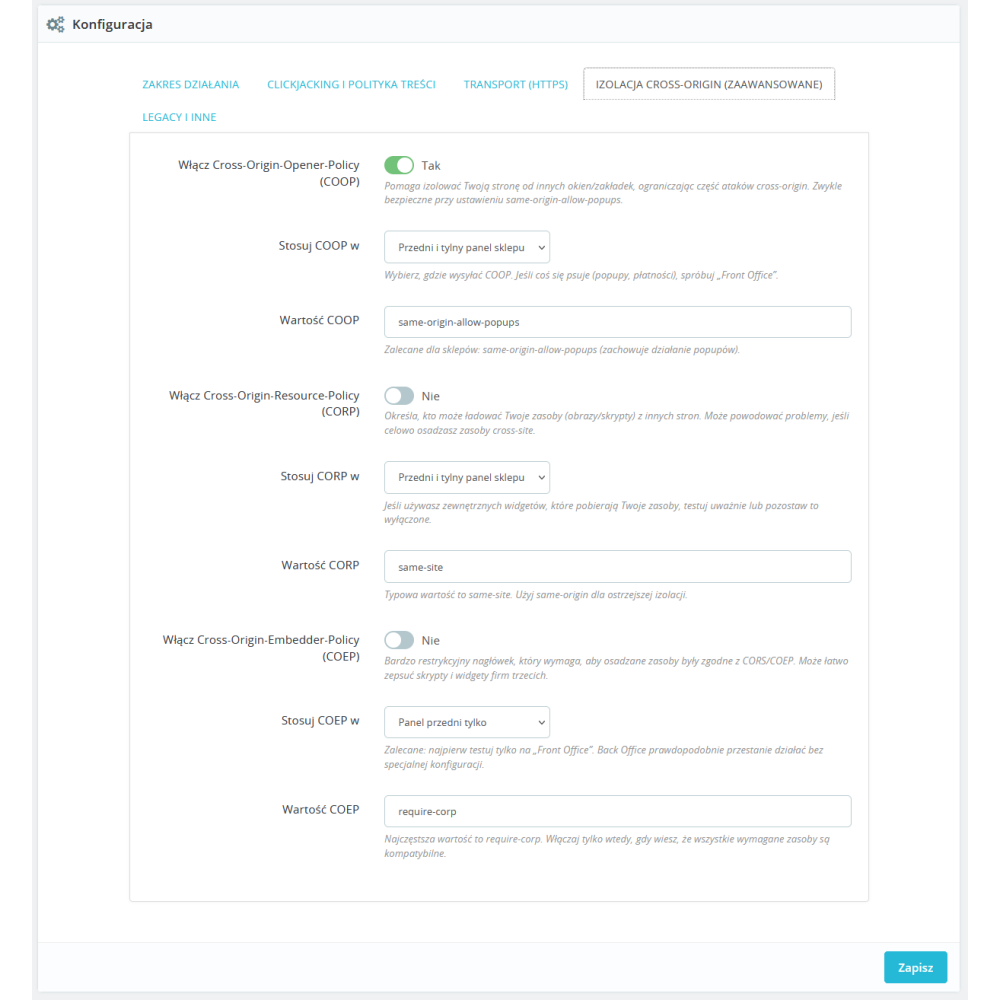 Security Headers Pro module for PrestaShop