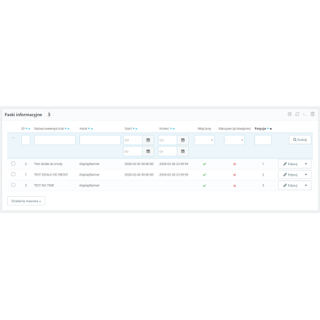 Paski Informacyjne Pro dla PrestaShop