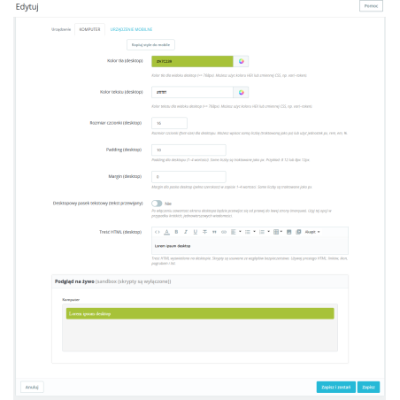 Paski Informacyjne Pro dla PrestaShop