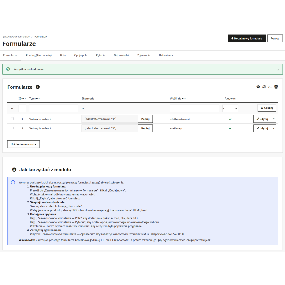 Erweiterte Formulare Pro – Formularmodul für PrestaShop