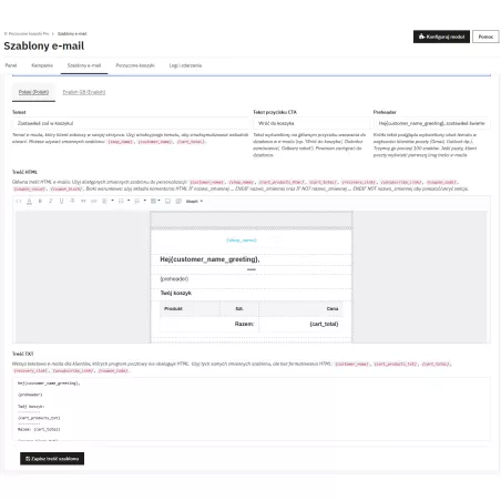 Porzucone Koszyki Pro - odzyskiwanie zamówień, kampanie e-mail i kupony rabatowe w PrestaShop
