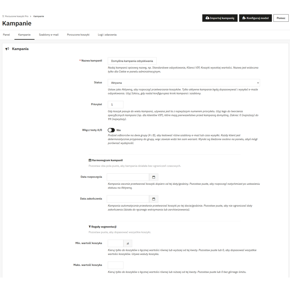 Abandoned Carts Pro - order recovery, email campaigns and discount coupons in PrestaShop