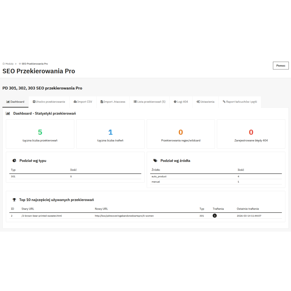 PD SEO Redirects Pro - Přesměrování 301/302/303 pro PrestaShop