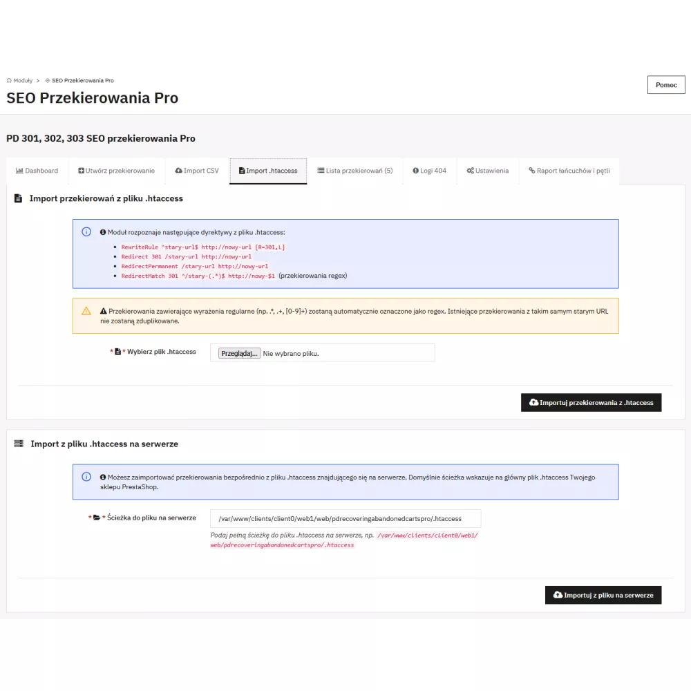PD SEO Redirects Pro - Przekierowania 301/302/303 dla PrestaShop