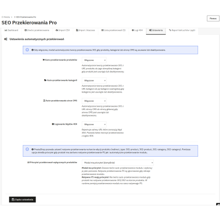 PD SEO Redirects Pro - Przekierowania 301/302/303 dla PrestaShop
