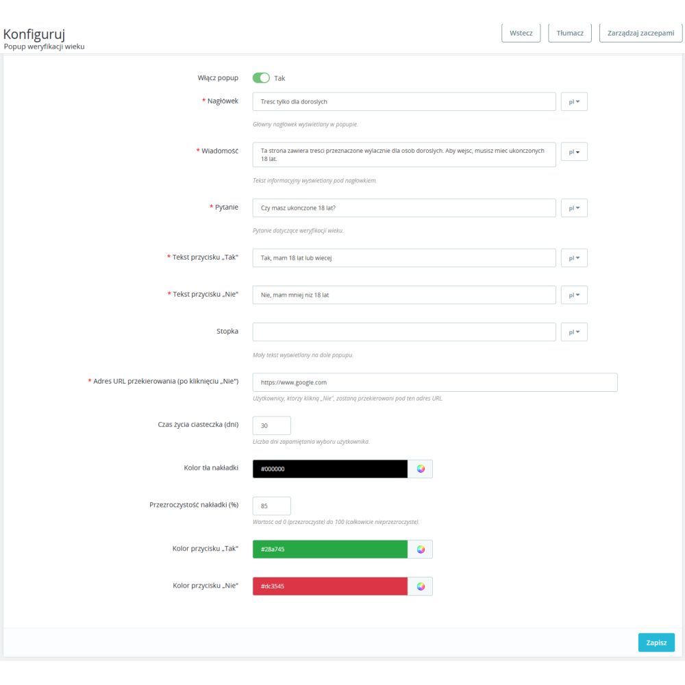 Age Verification Pro module for PrestaShop