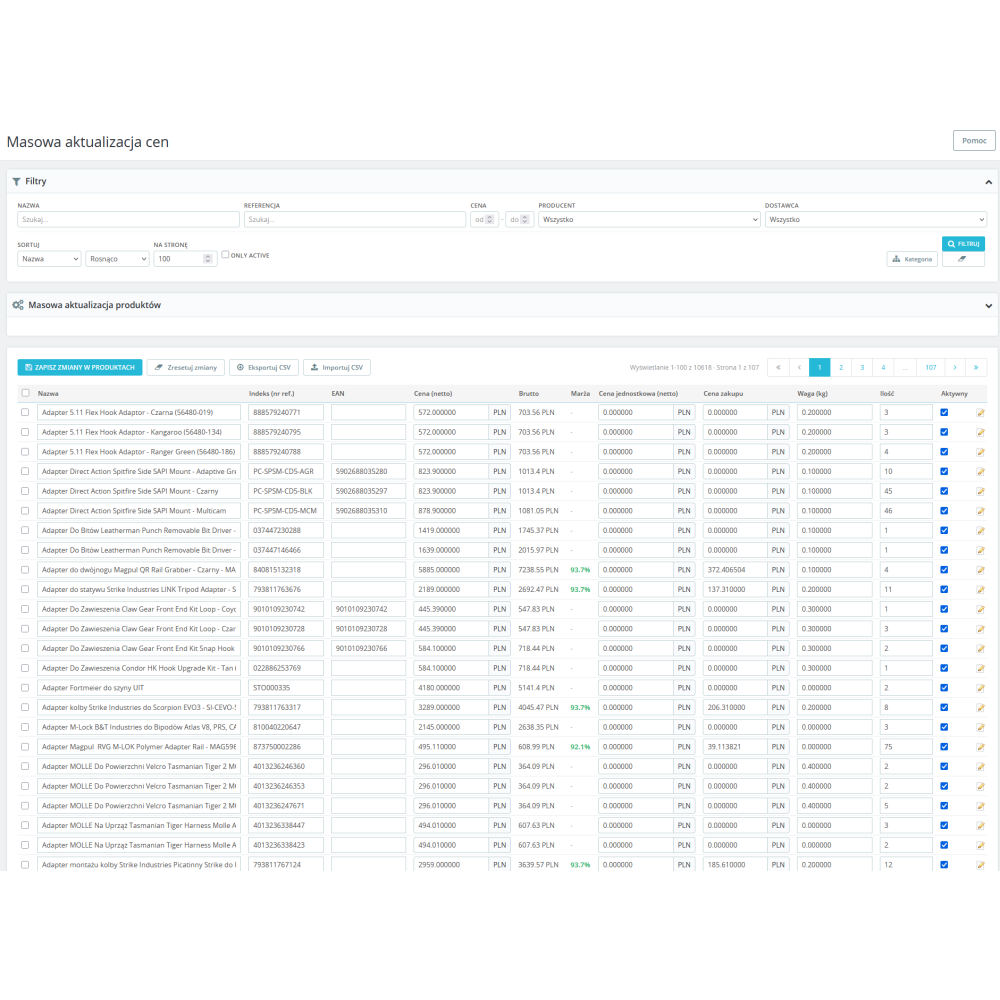 Aggiornamento massivo dei prezzi Pro modulo per PrestaShop