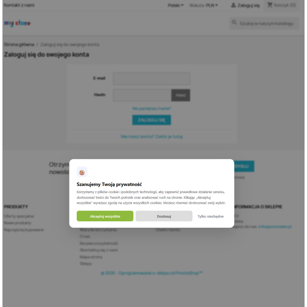 Zaawansowany moduł cookies dla PrestaShop