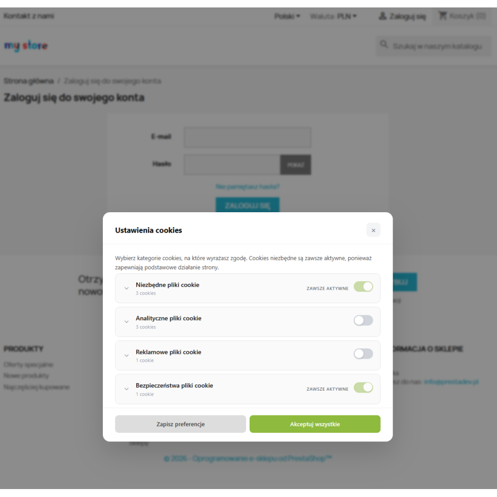 Erweitertes Cookie-Modul für PrestaShop