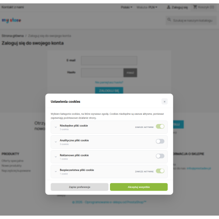 Modulo avanzato per i cookie per PrestaShop