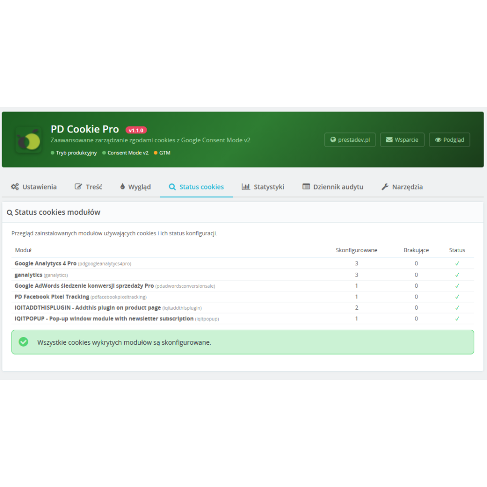 Modulo avanzato per i cookie per PrestaShop