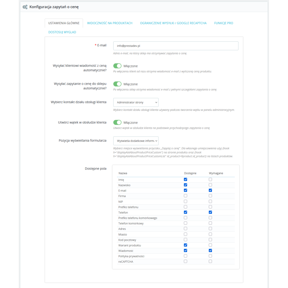 Modulo Richiedi il prezzo del prodotto Pro per PrestaShop