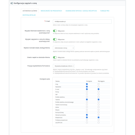 Module demande de prix du produit Pro pour PrestaShop