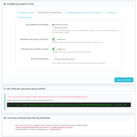 Moduł zapytaj o cenę produktu Pro dla PrestaShop