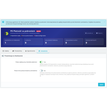 Płatność za pobraniem Pro moduł dla PrestaShop