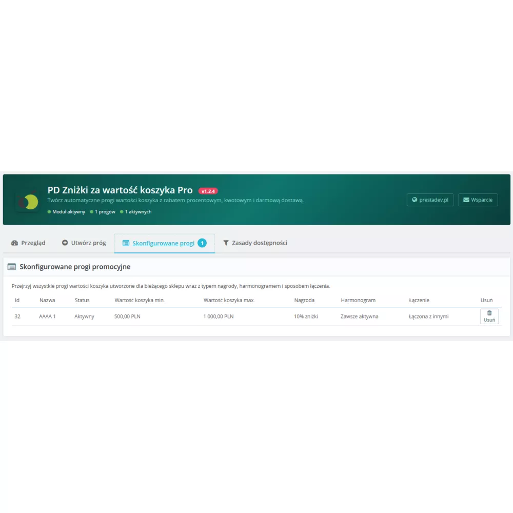 Sconti progressivi in base al valore del carrello Pro per Prestashop