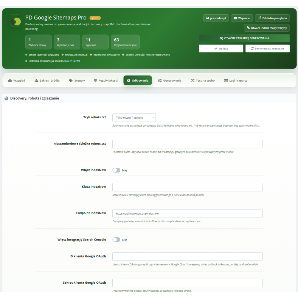 Sitemap-Generator Pro für PrestaShop