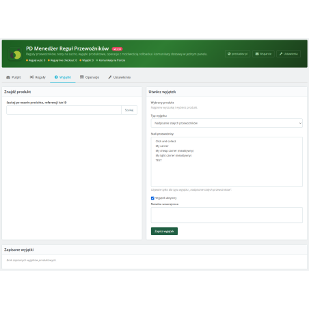 Gestore delle regole dei corrieri Pro modulo per PrestaShop