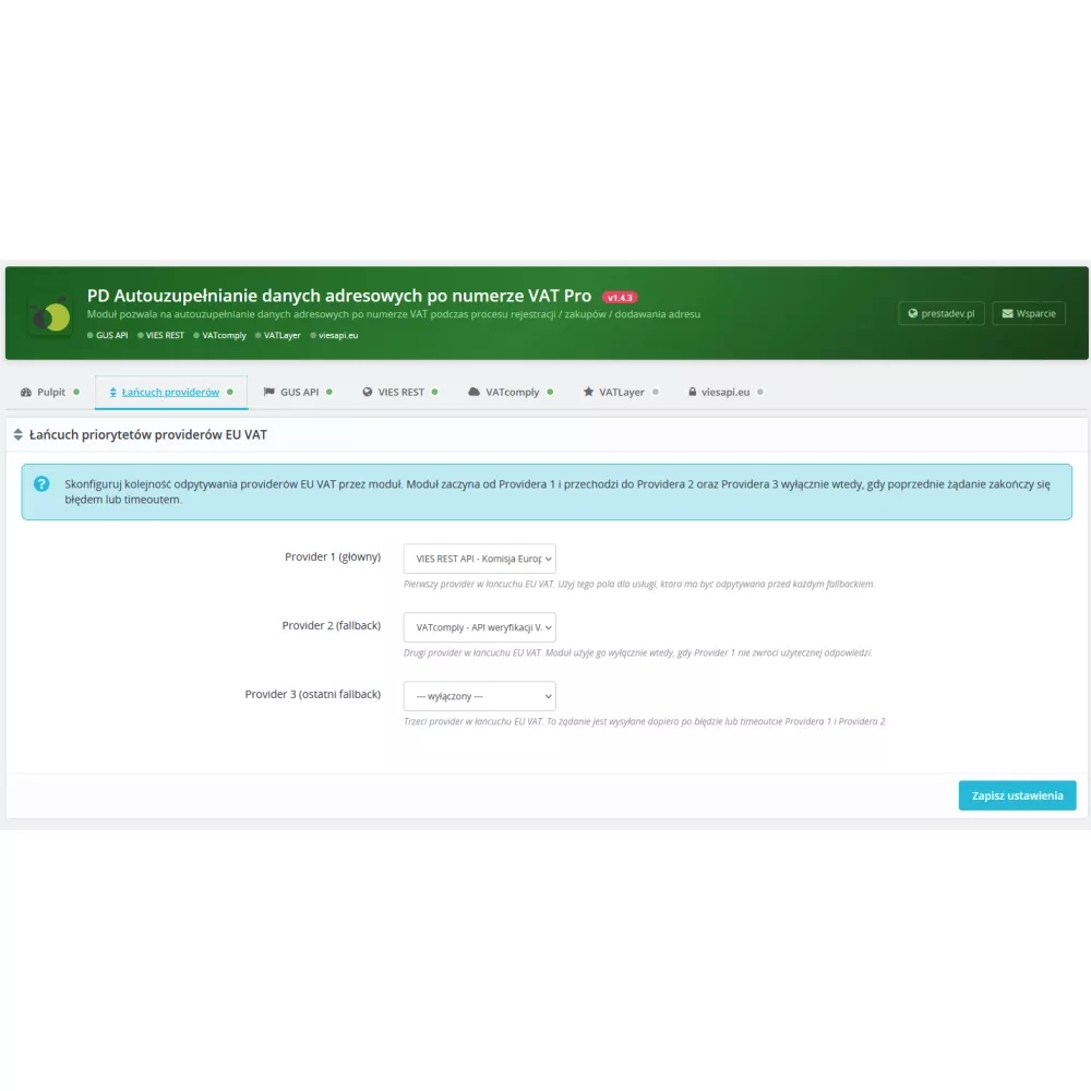 Stáhněte údaje o firmě podle DIČ (VAT / VAT EU) Pro modul pro Prestashop