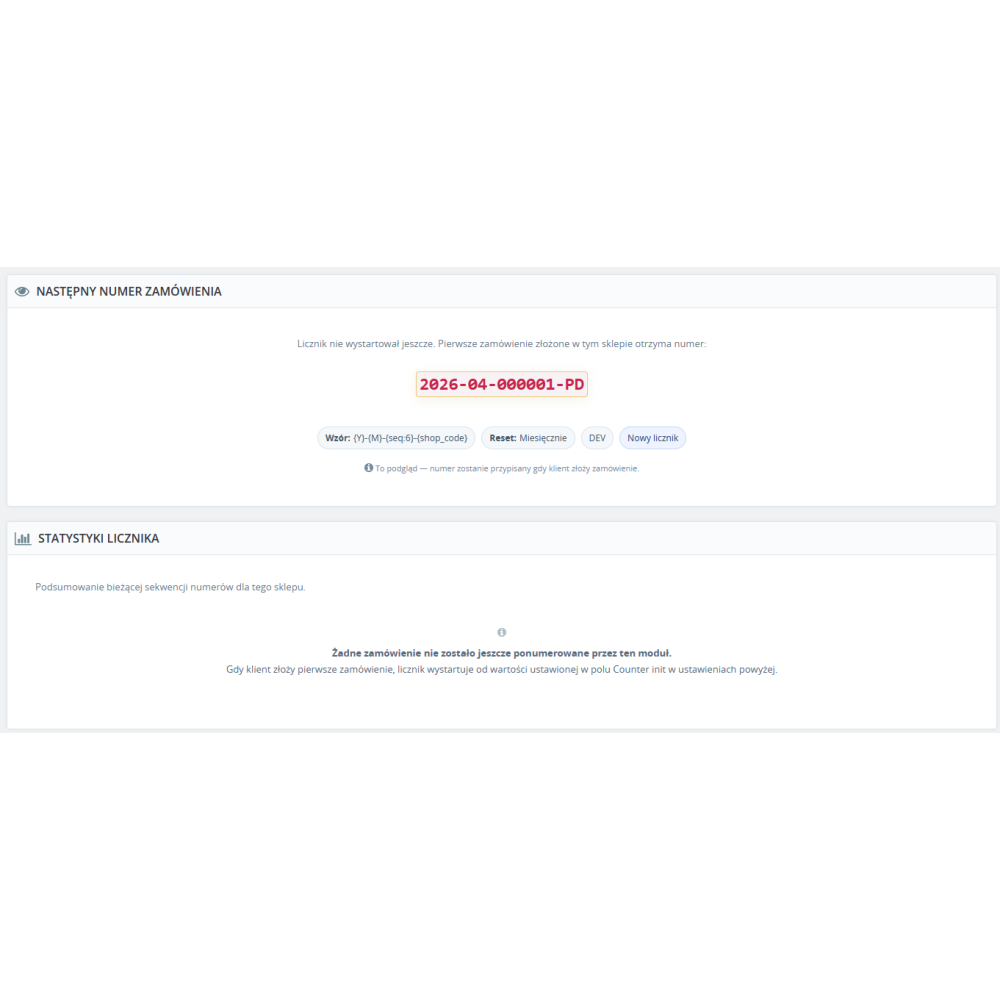 Číslování objednávek Pro modul pro PrestaShop - sekvenční čísla objednávek pro polské obchody