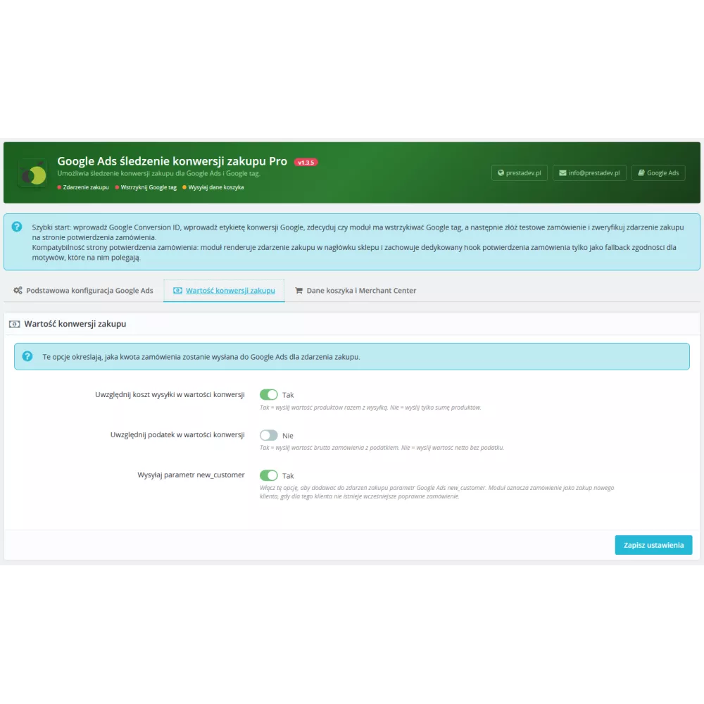 Google AdWords Modul zur Verfolgung von Verkaufskonversionen Pro für PrestaShop