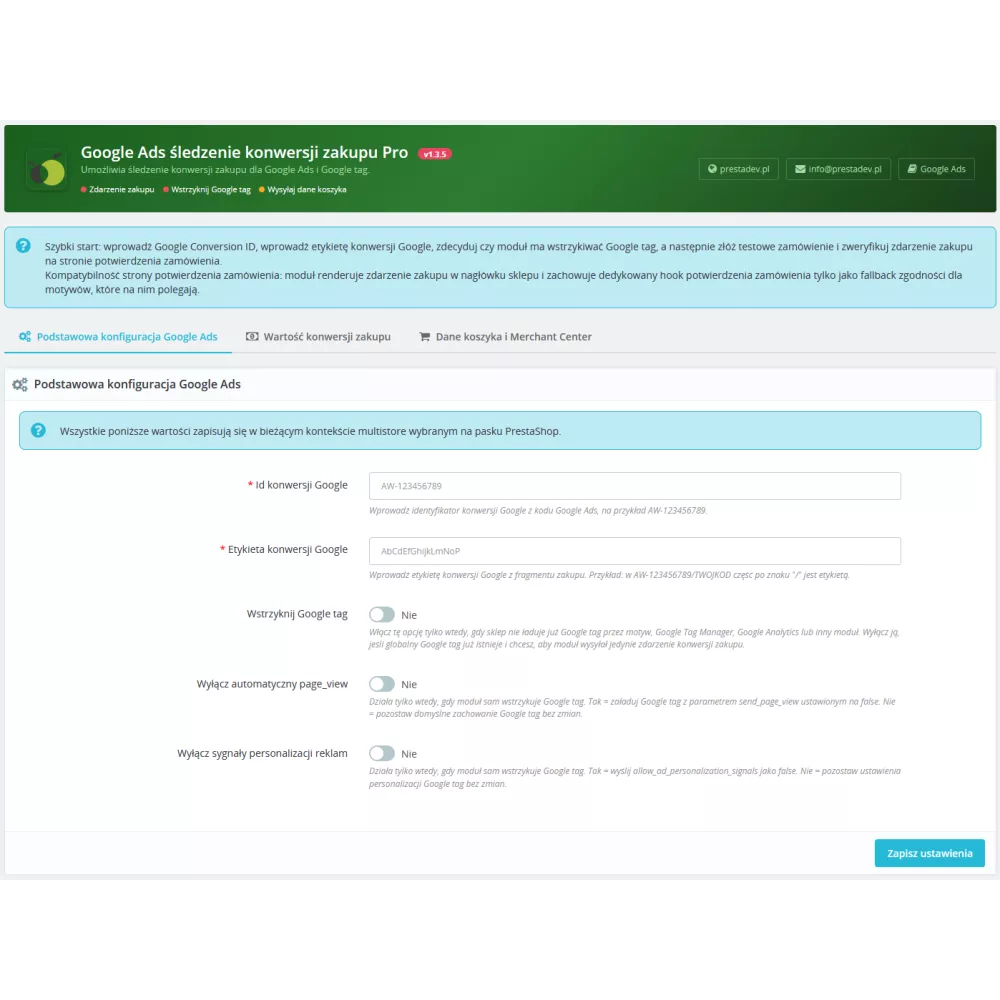 Google AdWords Modul zur Verfolgung von Verkaufskonversionen Pro für PrestaShop