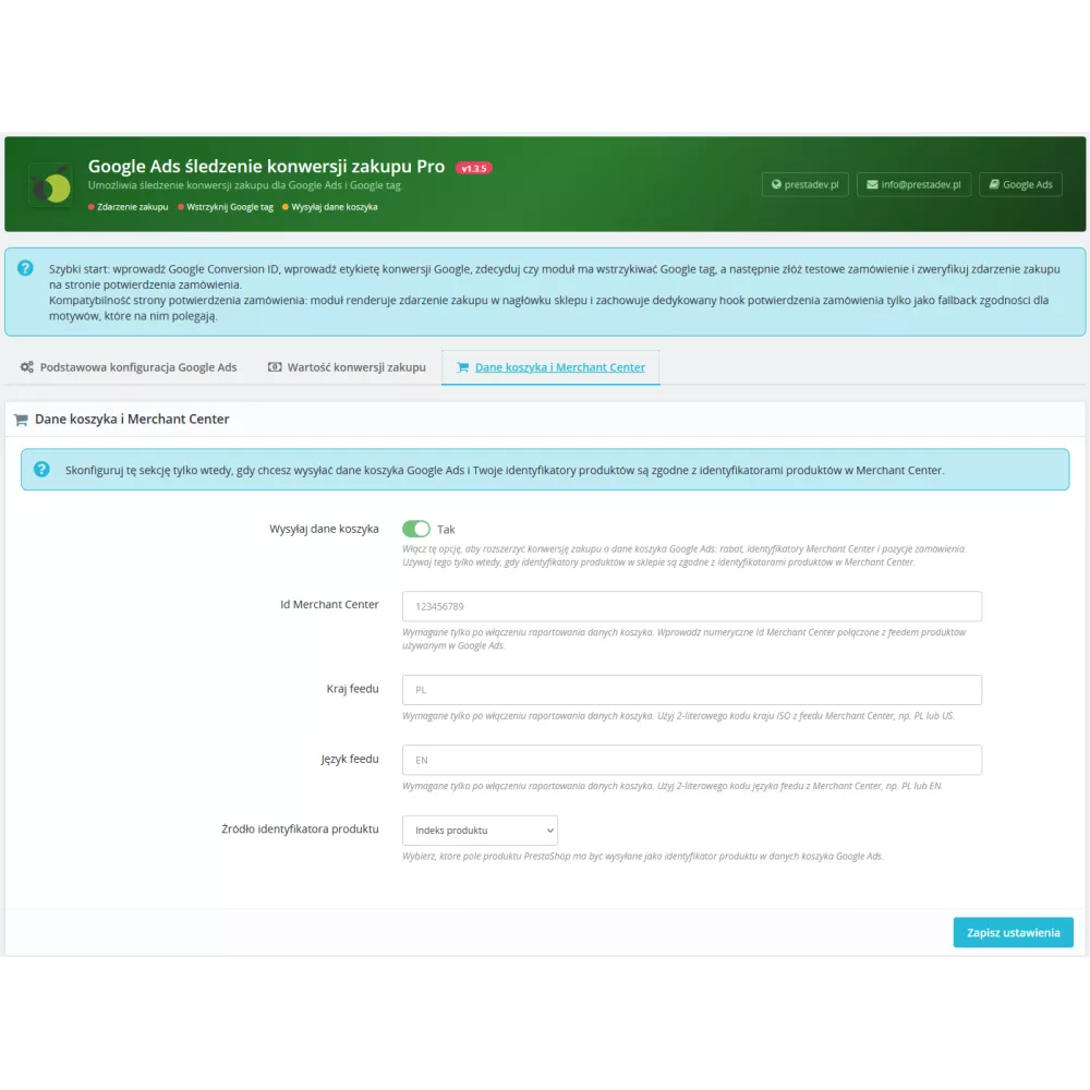 Google AdWords Modul zur Verfolgung von Verkaufskonversionen Pro für PrestaShop