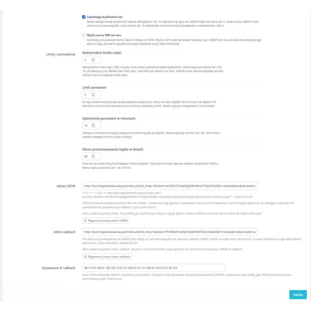 SMSAPI Pro moduł SMSAPI.pl dla PrestaShop