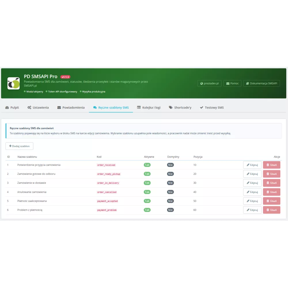 SMSAPI Pro moduł SMSAPI.pl dla PrestaShop