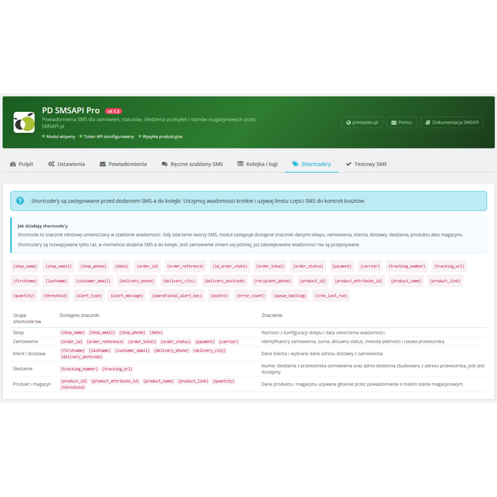 SMSAPI Pro moduł SMSAPI.pl dla PrestaShop