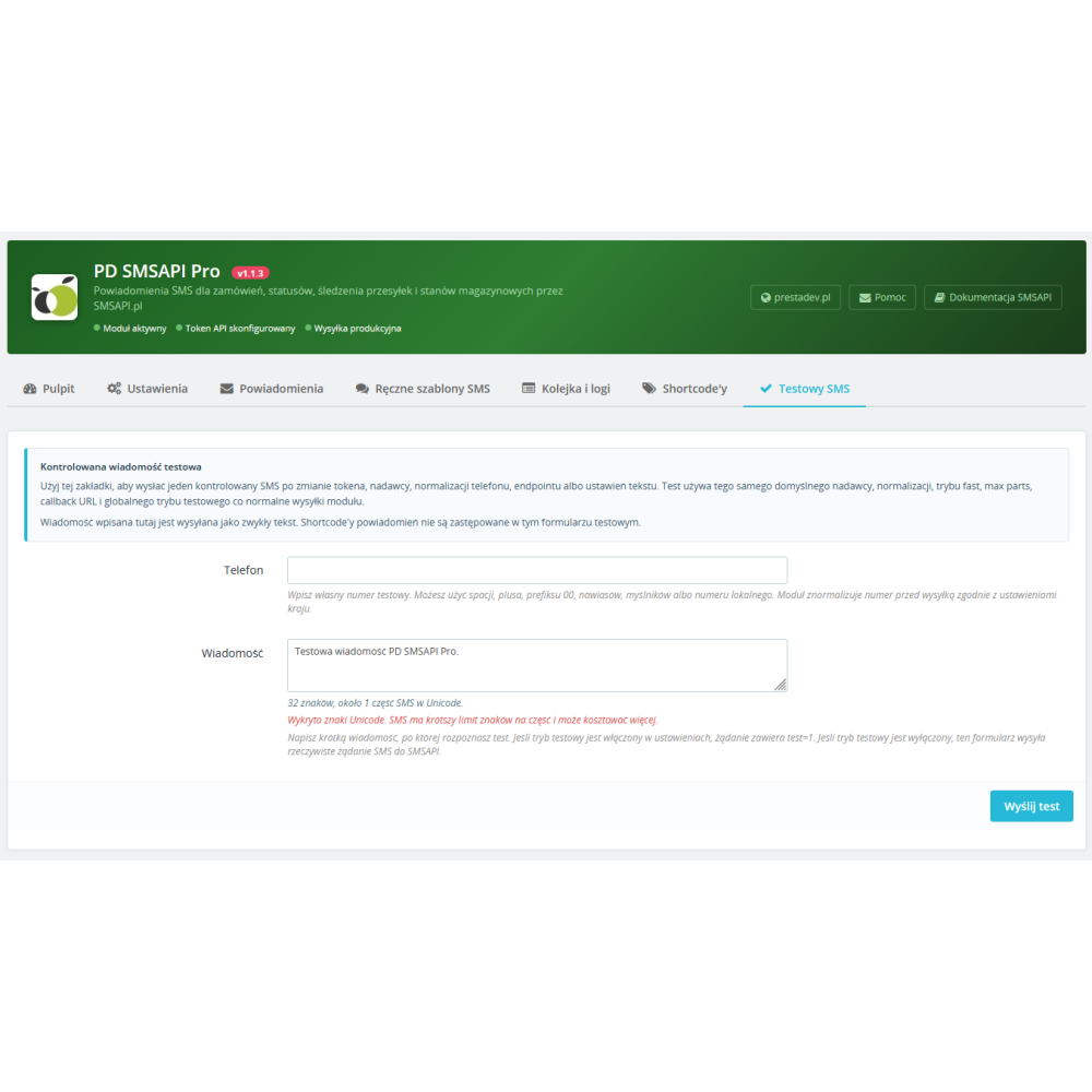 SMSAPI Pro SMSAPI.pl module for PrestaShop