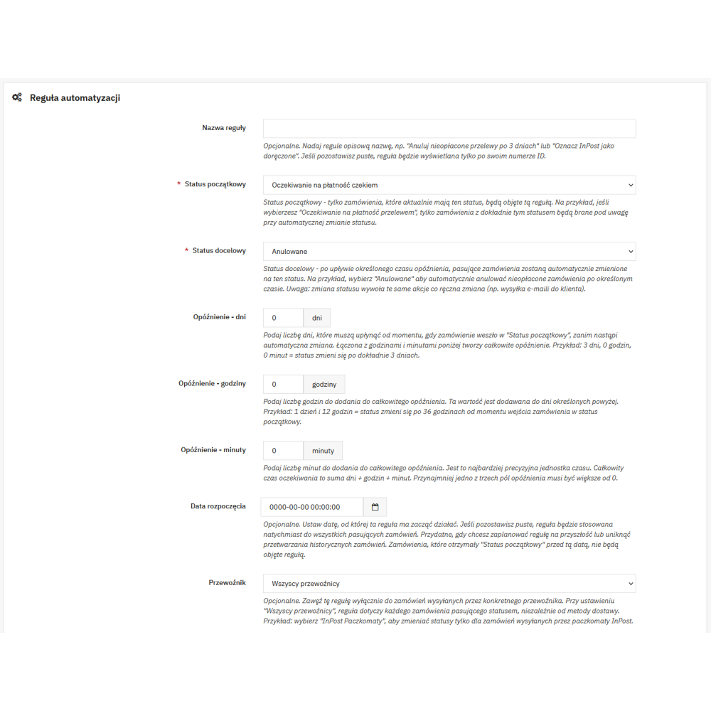 Automatické stavy objednávek Pro modul pro PrestaShop