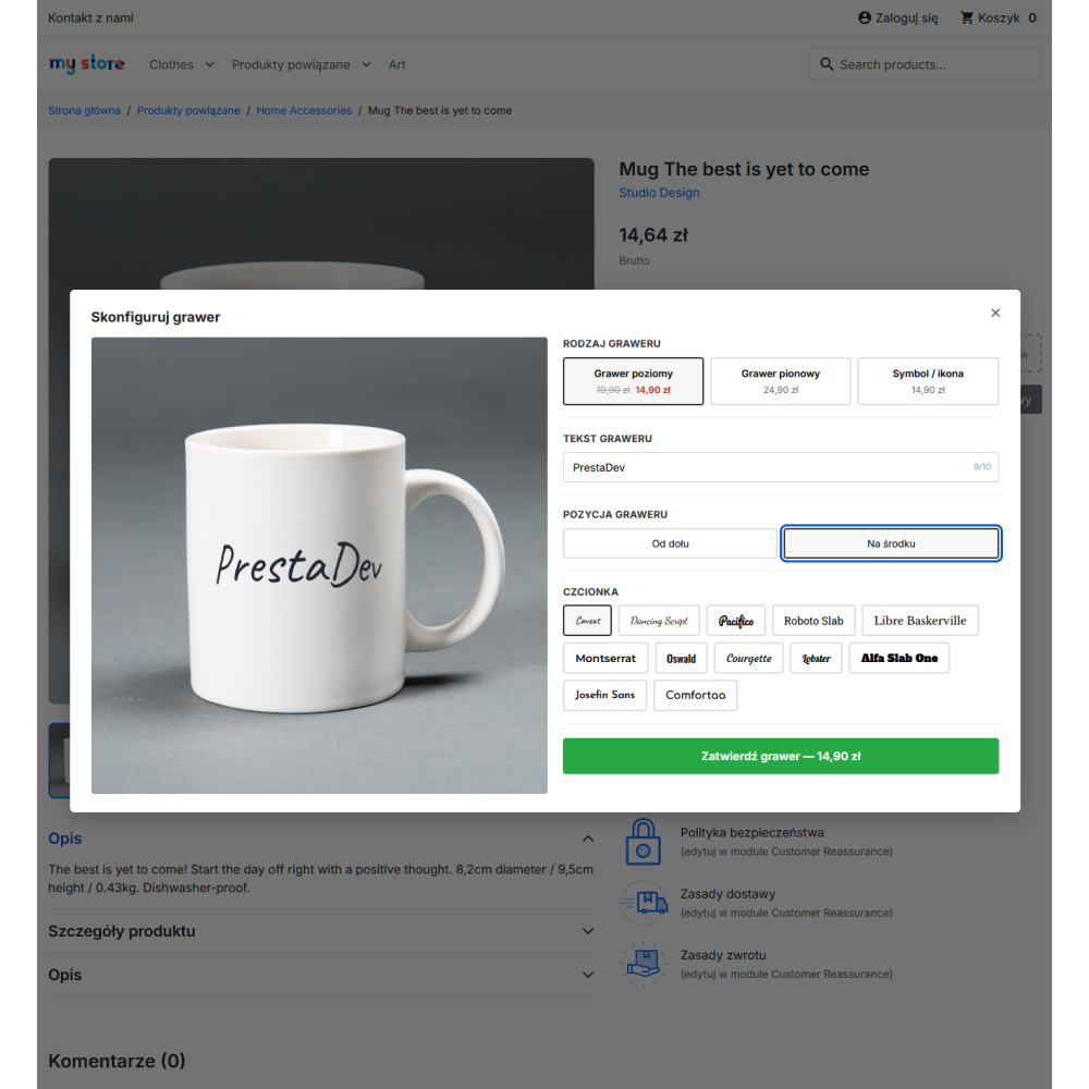 Grawer na produktach Pro moduł dla PrestaShop