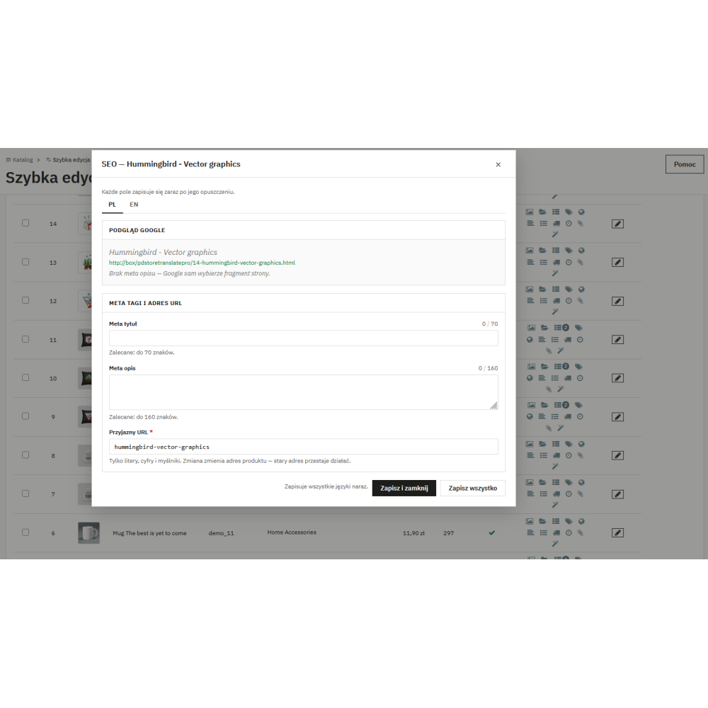 Quick Product Editing Pro Prestashop