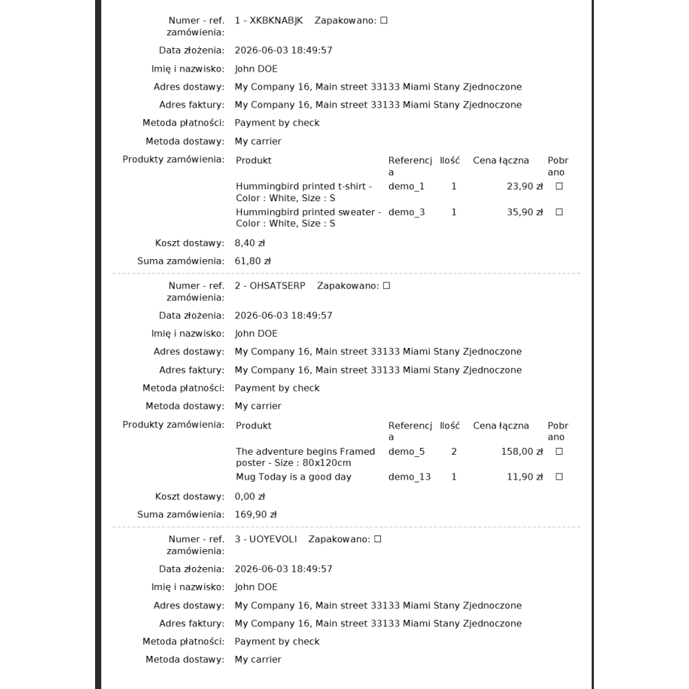 Impression en masse des données de commande au format PDF pour PrestaShop