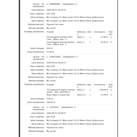 Massendruck von Bestelldaten in PDF für PrestaShop