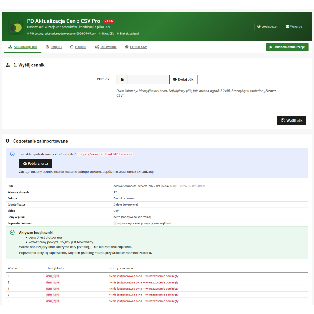 Aggiornamento dei prezzi da file CSV modulo per PrestaShop