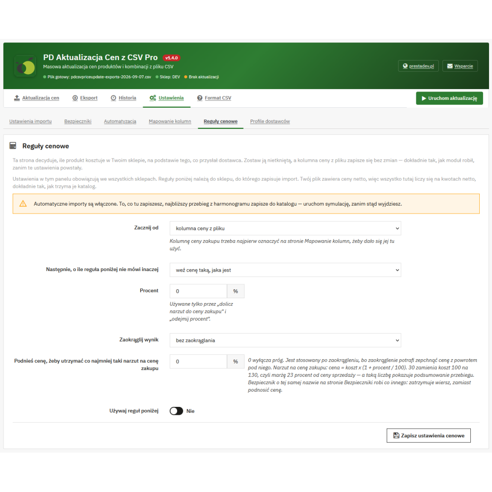 Aggiornamento dei prezzi da file CSV modulo per PrestaShop
