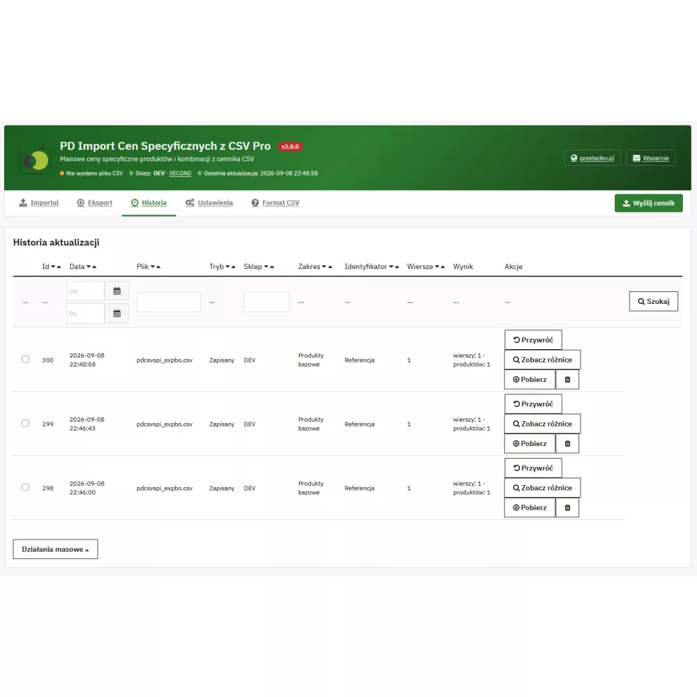 Import rabatów z CSV do PrestaShop – ceny specyficzne | PrestaDev