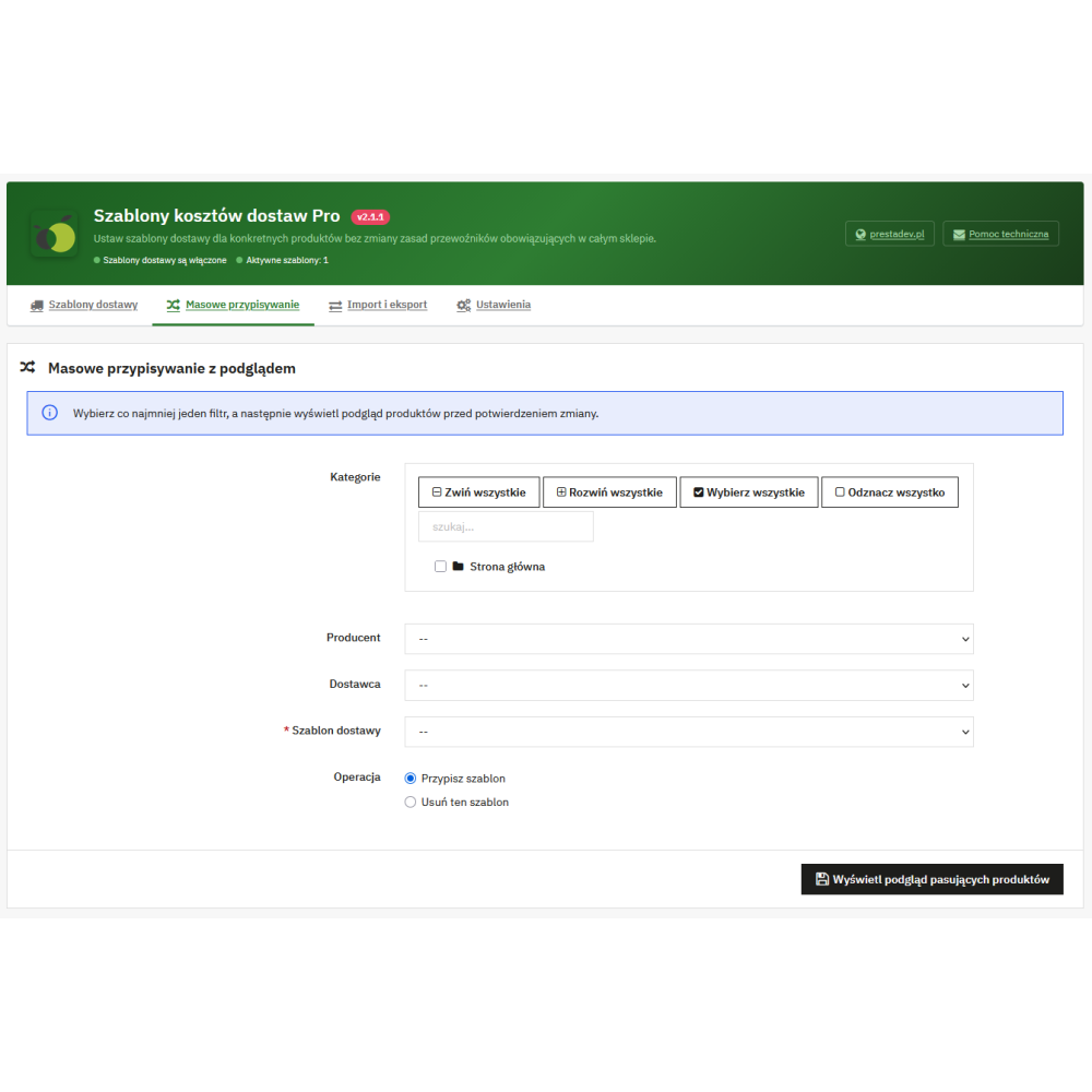 Koszty dostawy według produktu w PrestaShop Pro | PrestaDev