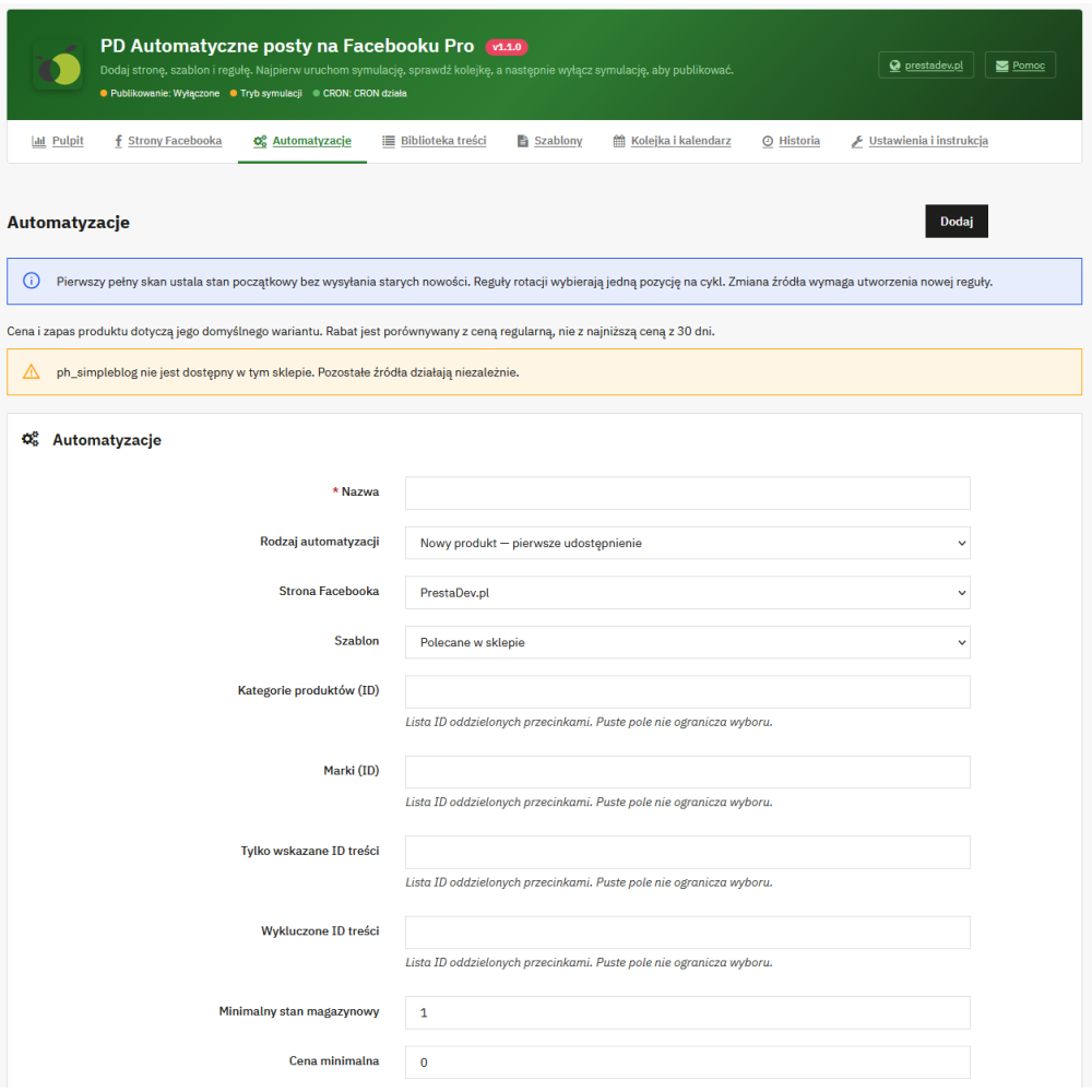 Post automatici su Facebook Pro – modulo PrestaShop
