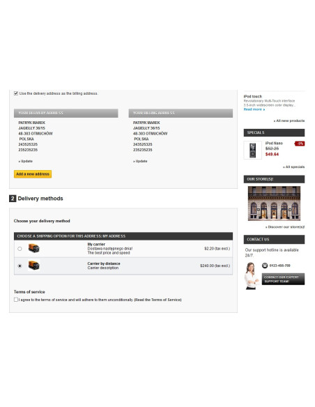 Module de livraison selon distance