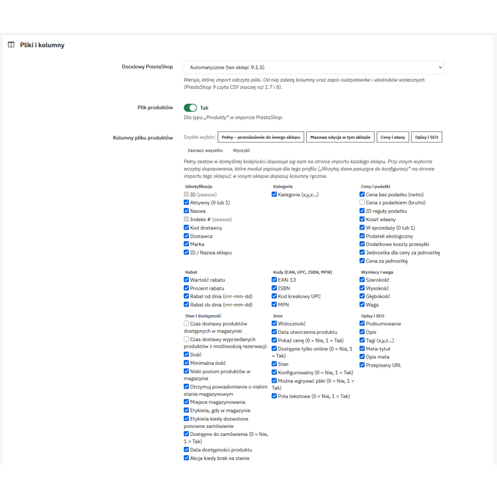 CSV Export Pro – export of products and combinations to CSV compatible with PrestaShop import