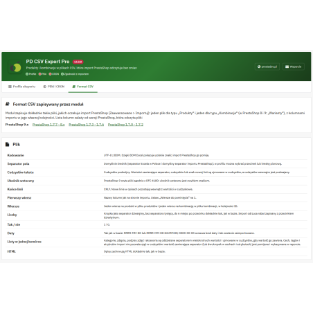 CSV Export Pro – export produktů a kombinací do CSV kompatibilní s importem PrestaShop