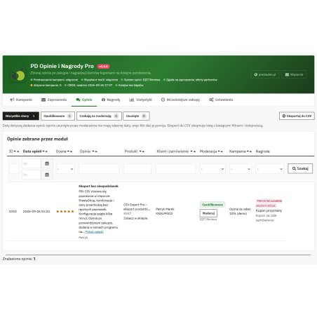Avis et Récompenses Pro – invitations à laisser un avis après achat et coupons en échange d’avis dans PrestaShop