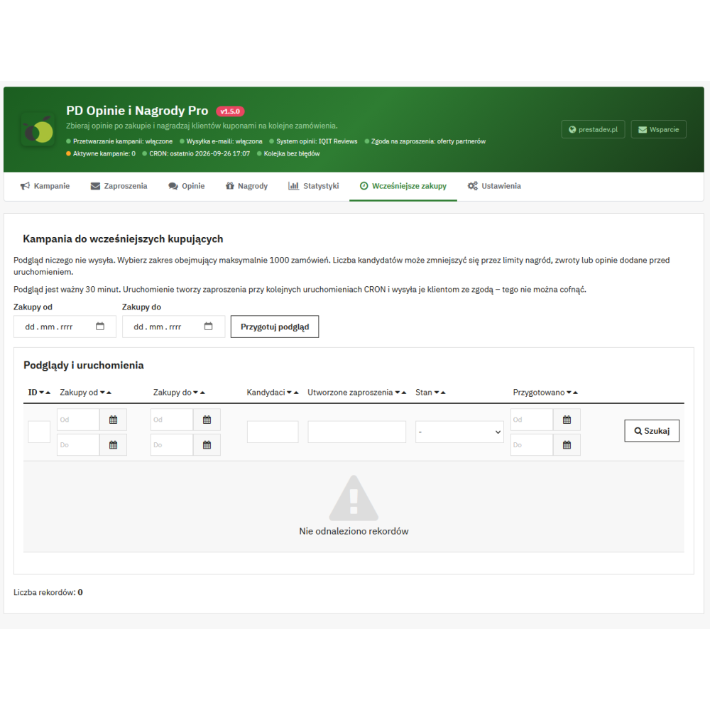 Opinie i Nagrody Pro – zaproszenia do opinii po zakupie i kupony za opinie w PrestaShop
