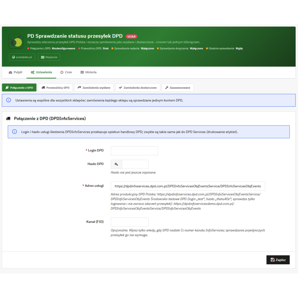 DPD – stav odesláno a doručeno v PrestaShopu | PrestaDev